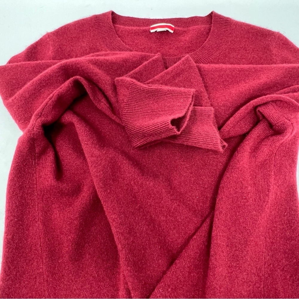 J Crew Womenโs Deep Ruby 100% Cashmere Crew Neck Sweater Size L Soft Layering - Picture 13 of 14